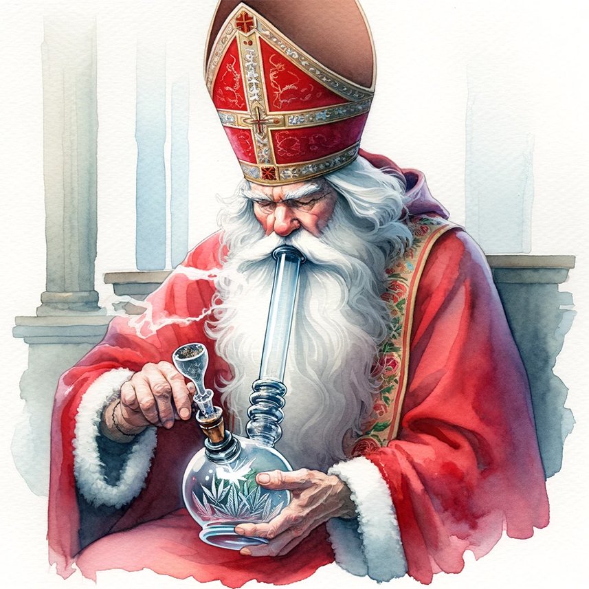 Sinterklaascadeau - Sinterklaas rookt bong
