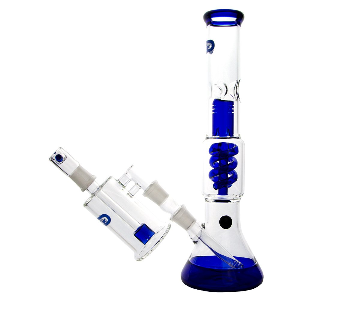 Blue Beaker Spiral Percolator GG Bong + Precooler