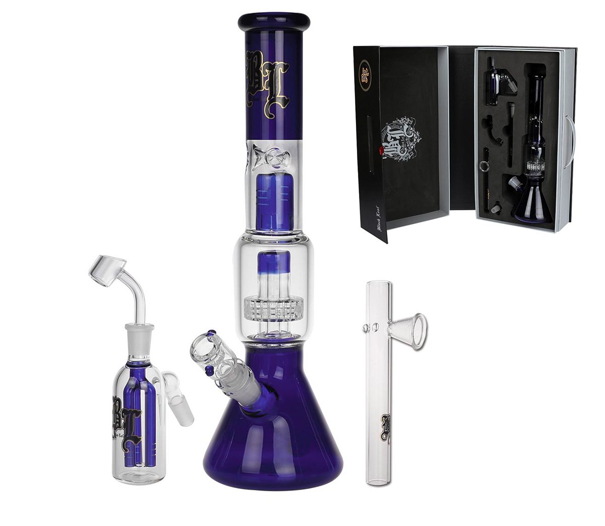 Boxed Blue Bong Set for Herbs and Oil