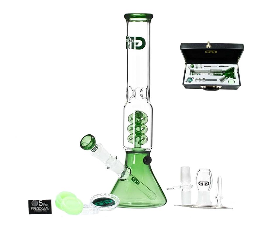 Green Beaker GG Bong with Luxury leather Case