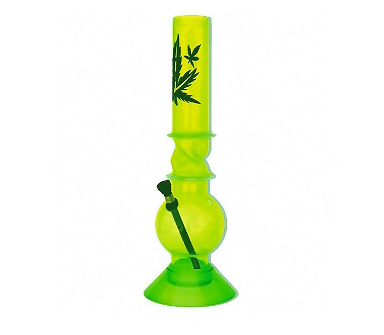 Green Bouncer Acrylic Bong with Leaf 35 cm - Waterpijp-bong.nl