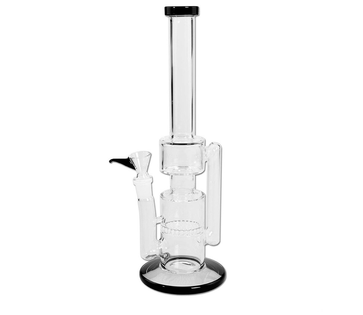 Recycle Glass Bong with HoneyComb Diffuser Black - Waterpijp-bong.nl