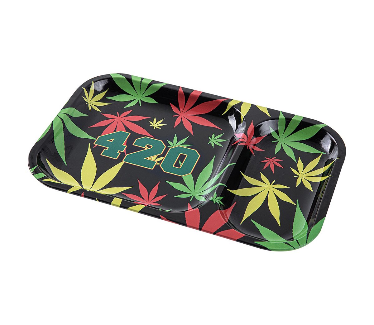 Rolling Tray Compartment Coloured Hemp Leaf 