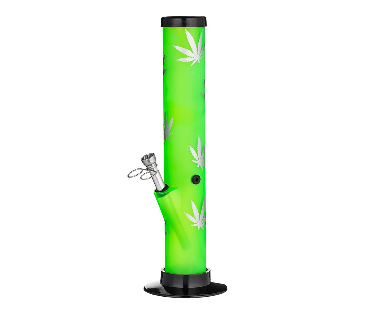Straight Leaf Acrylic Bong with Lift Bowl - Green 32 cm