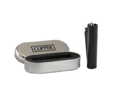 Clipper Metal Refillable Lighter Black in Gift Box