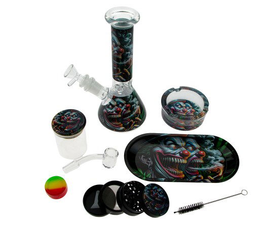 Complete Bong Smoke Rosin Set - 8 piece - Scary Clown