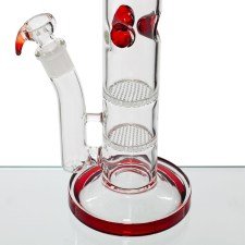 Grace Glass Double Honeycomb Straight Bong Red