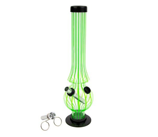 Green Stripe Acryl Bong with Lift Bowl
