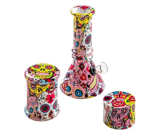 Mini Glass Bong 3-part set in Case - Pink
