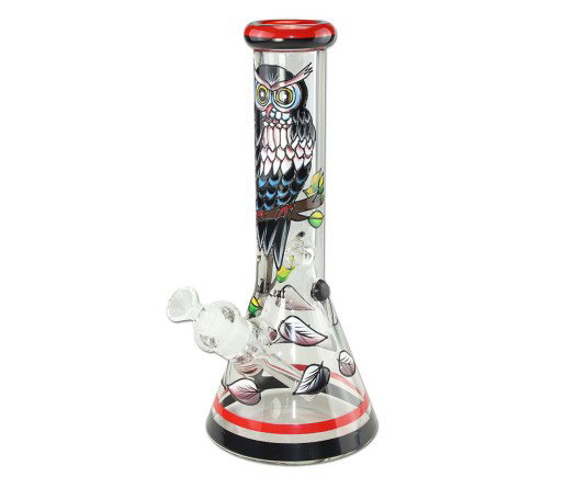 Night Owl - Hand Painted Glass Ice Bong 