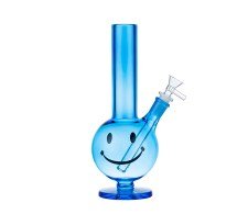 Smiley Glass Bong - Blue - 27cm 