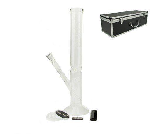 Dude Glass Straight Large Ice Bong in box - www.waterpijp-bong.nl