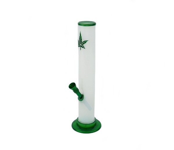 Straight Smoked Acryl Bong with Leaf
