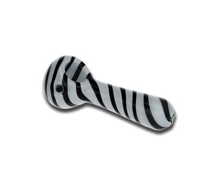 Glass Hand Pipe - Light Grey with Stripes 10 cm
