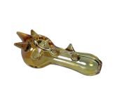 Glass Hand Pipe - Spine Gold Fuming 10 cm