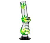 Silver Colored Hemp Leaf Gripper Acrylic Bong