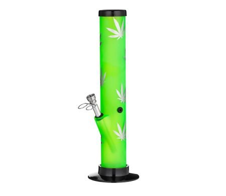 Straight Leaf Acrylic Bong with Lift Bowl - Green 